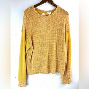 BKE M Textured Pullover Long Sleeved Yellow Gold Knit Top